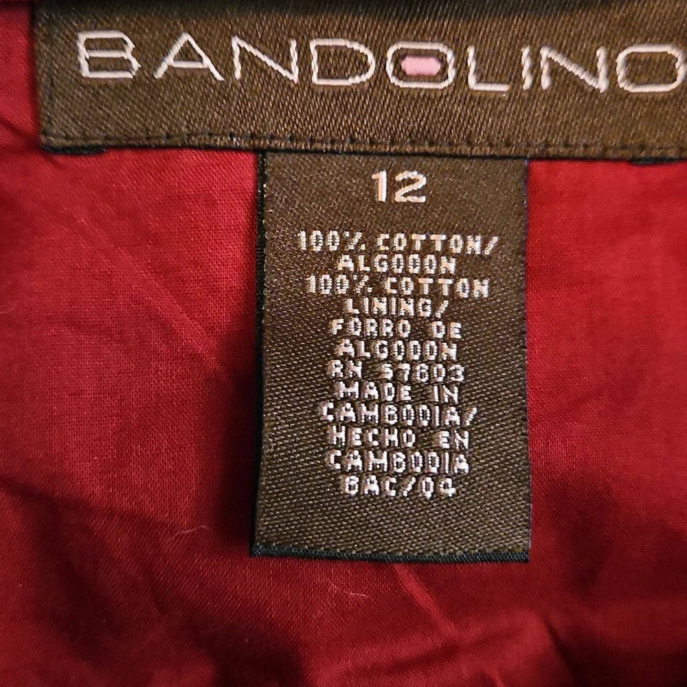 Bandolino Red Dual Layer Eyelet Below Knee Cotton Skirt Sz 12